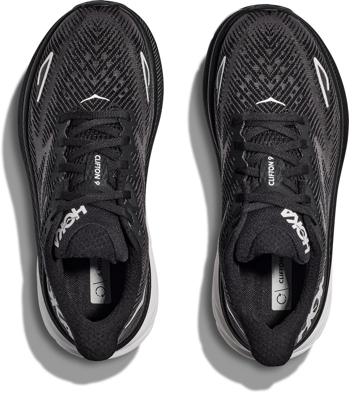 Men's Clifton 9 Road-Running Shoes - Black/White - view 6