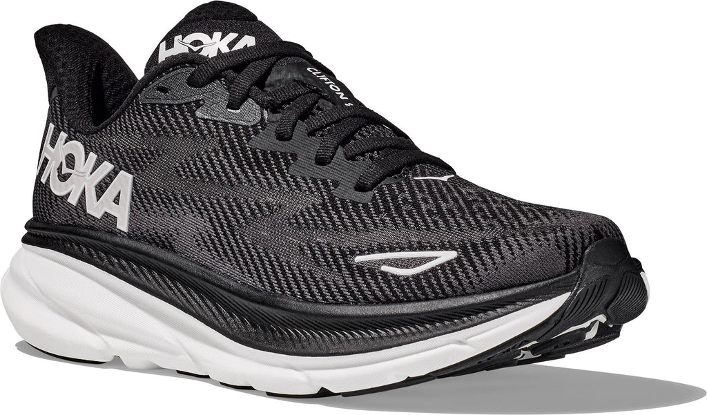 Men's Clifton 9 Road-Running Shoes - Black/White - view 3