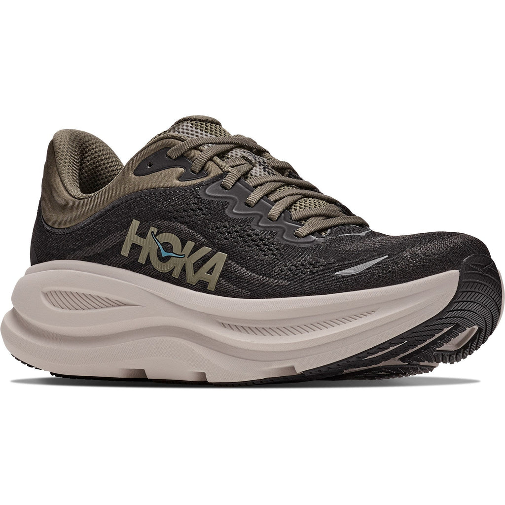 Men's Bondi 9 Road-Running Shoes - Black/River Rock Grey - view 3