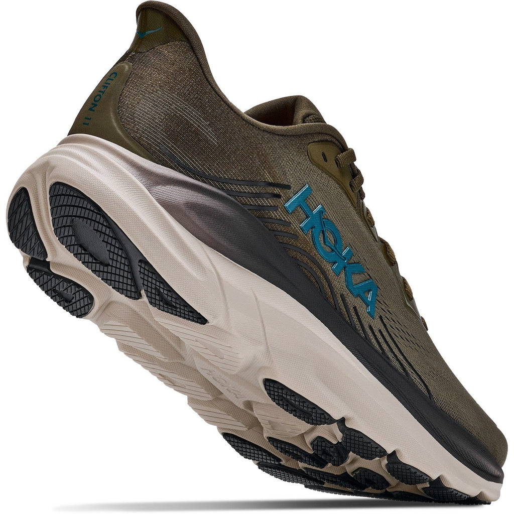 Men's Clifton 11 Road-Running Shoes - Antique Olive/River Rock Grey - view 8